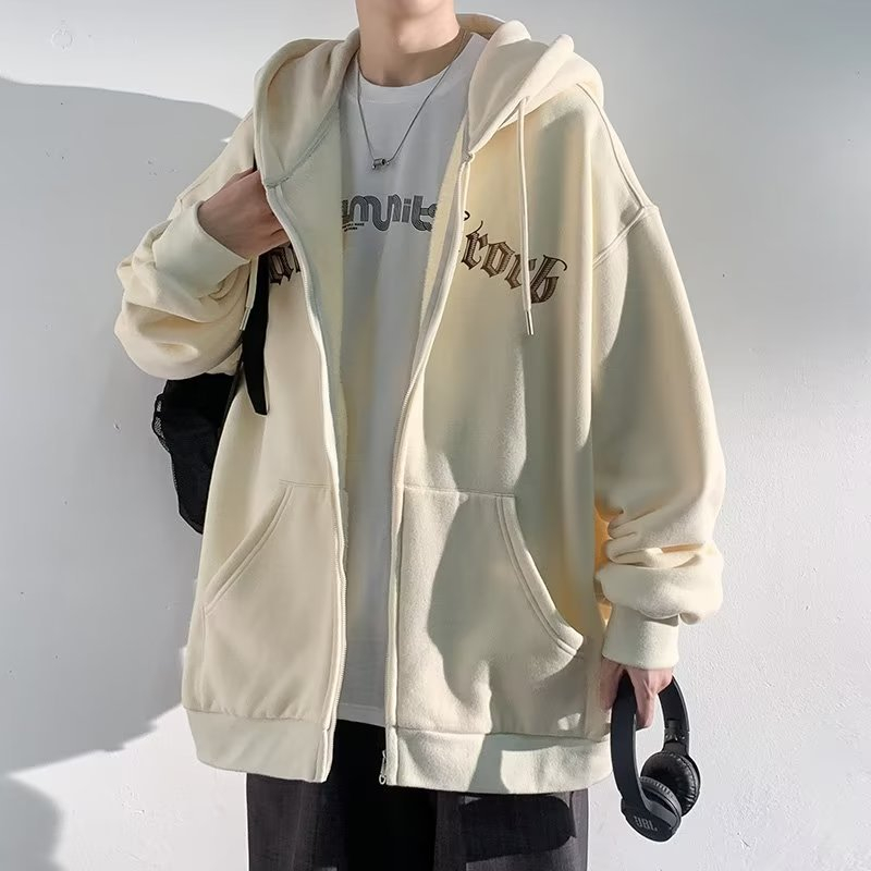 Áo Khoác Hoodie Có Khóa Kéo Dáng Rộng Phong Cách Đường Phố Mỹ Thời Trang Xuân Thu Cho Nam