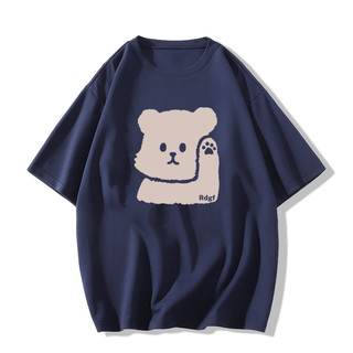 SELVZE Áo Thun cotton Nguyên Chất Tay Ngắn Dáng Rộng In Họa Tiết Cổ Điển Hợp Thời Trang