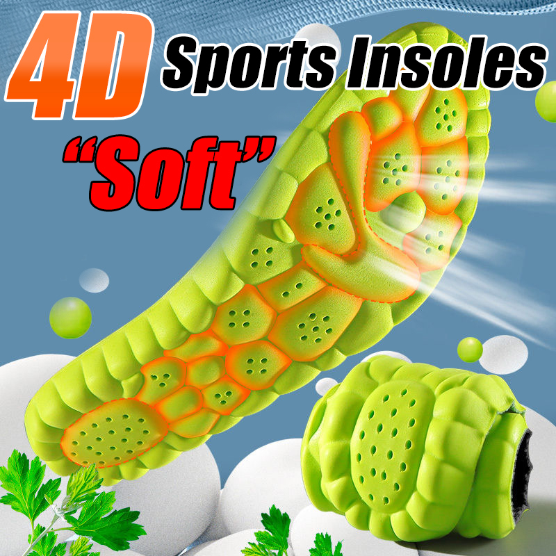 Đế Lót Giày Thể Thao 4D Bằng Latex Mềm Mại Co Giãn Thoáng Khí Chống Sốc Cho Nam Và Nữ