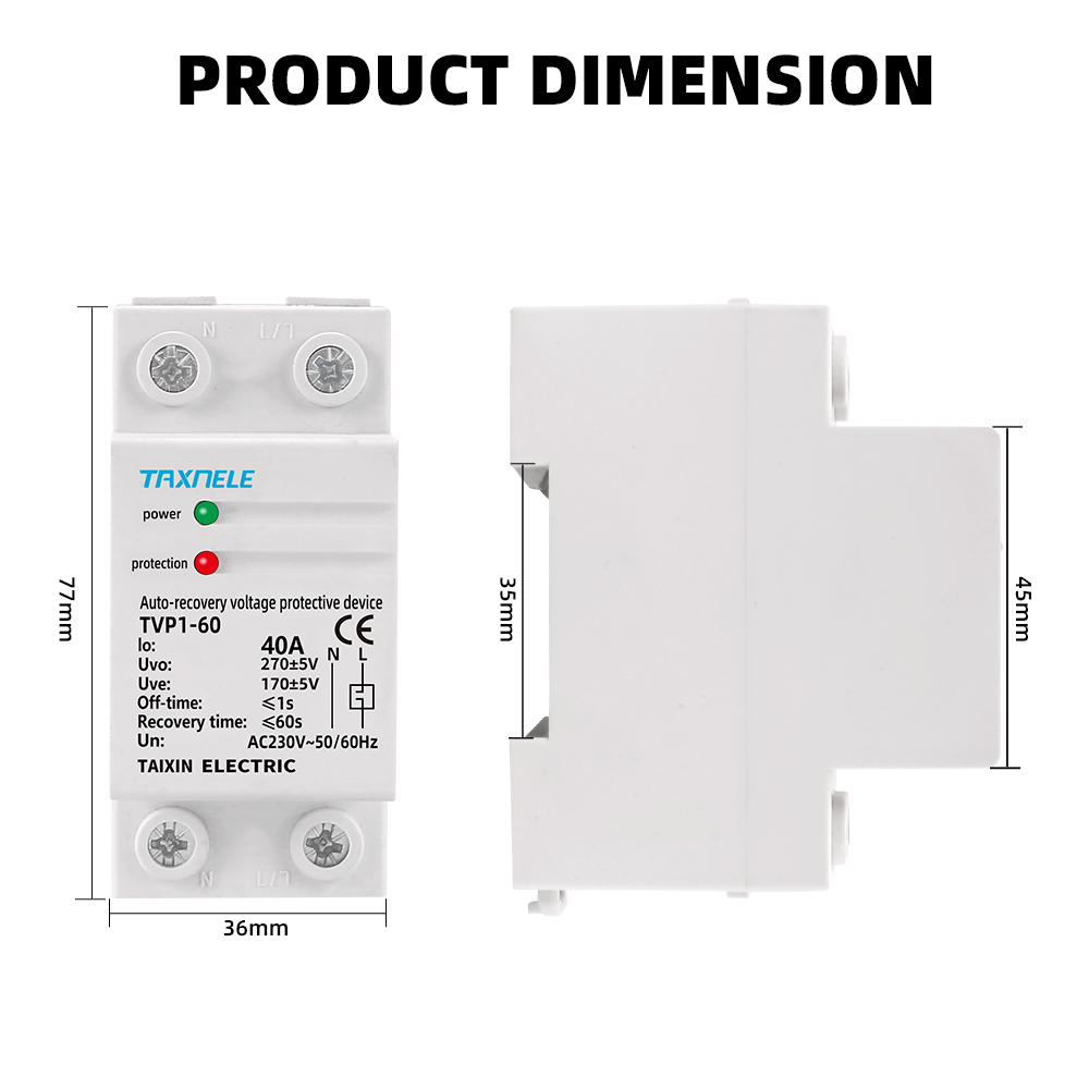 Rơ Le Bảo Vệ Điện Áp 230V AC 40A 63A Din
