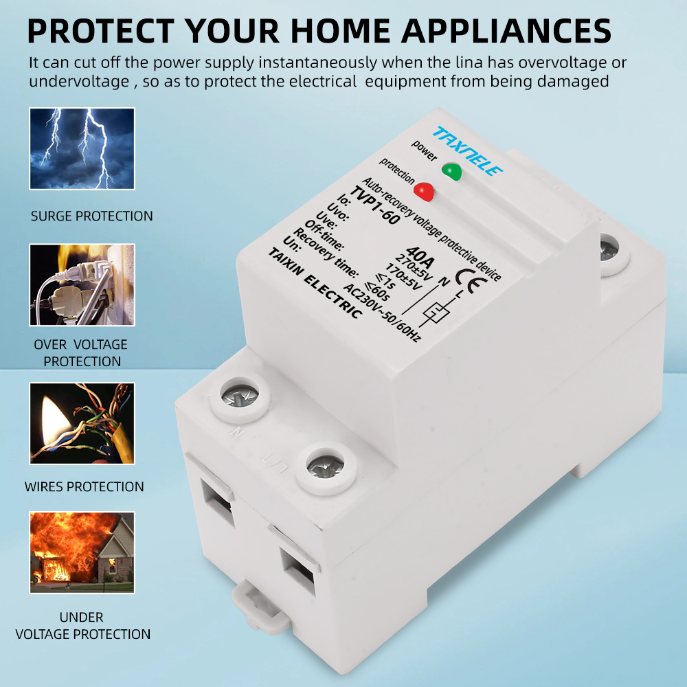 Rơ Le Bảo Vệ Điện Áp 230V AC 40A 63A Din