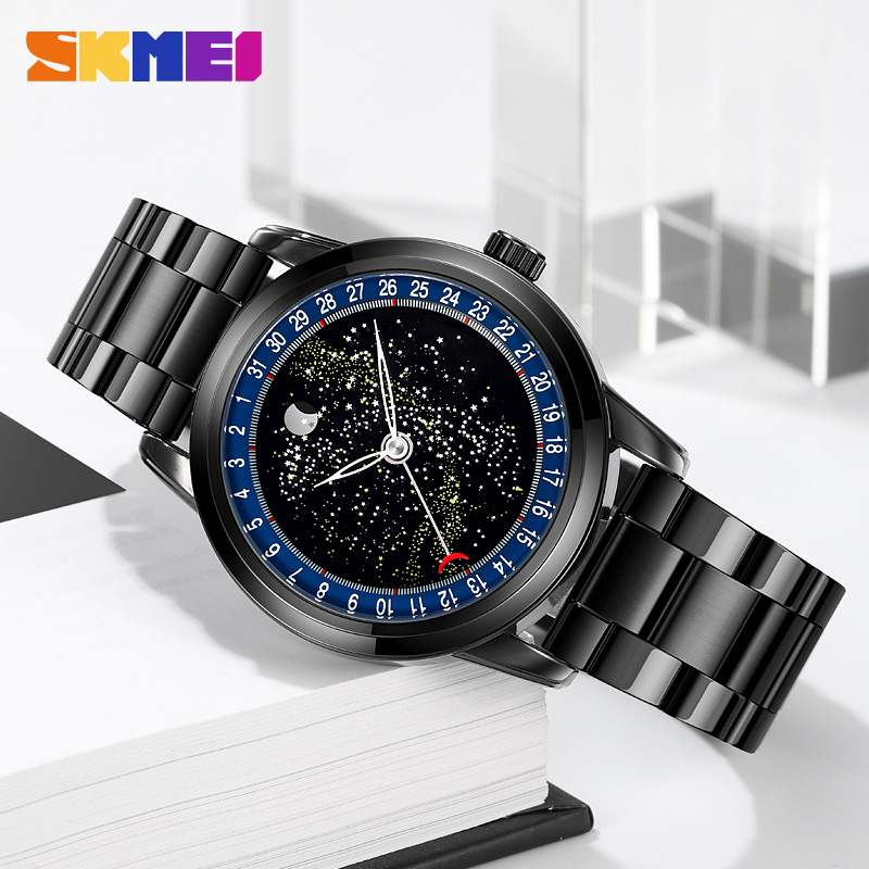 Skmei Đồng Hồ quartz Chống Thấm Nước Hình Bầu Trời Sao Với Dây Đeo Da 2116