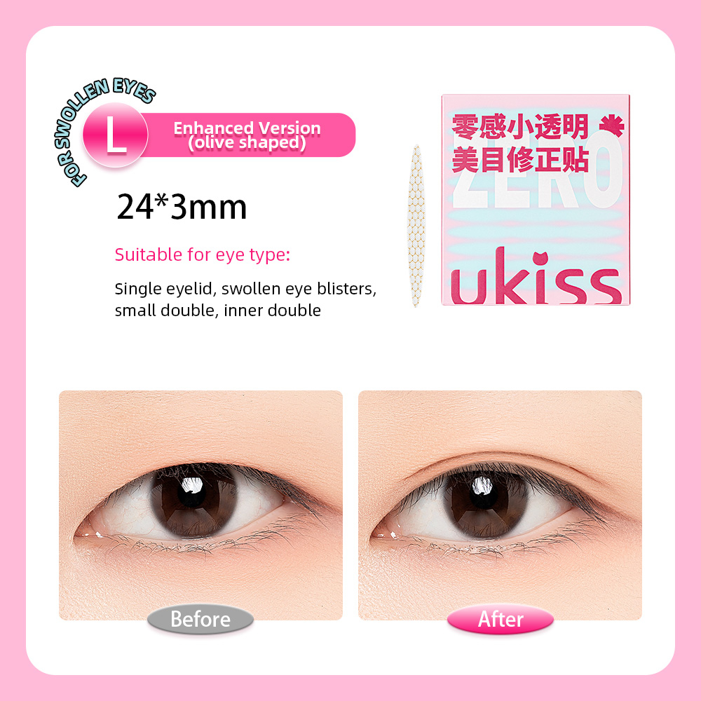 UKISS Băng keo hai mí tự dính vô hình tự nhiên 240 miếng/túi với nhíp+Y-sharp