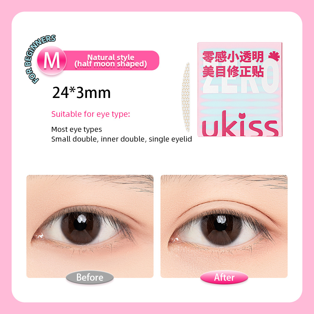 UKISS Băng keo hai mí tự dính vô hình tự nhiên 240 miếng/túi với nhíp+Y-sharp