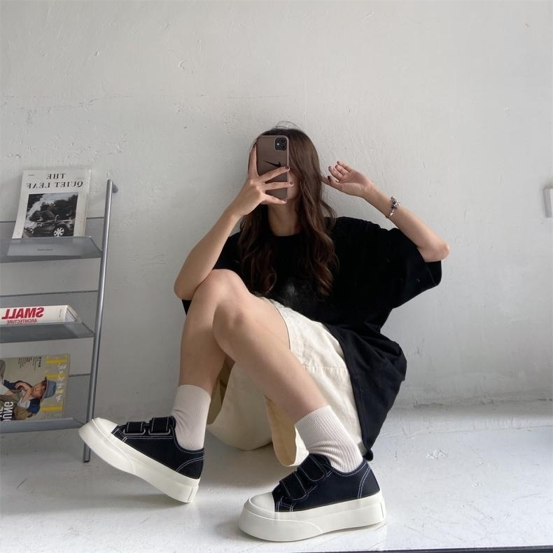 Giày Lavina Carpio Quai Dán Viền Bèo Vải Canvas Thời Trang Thường Ngày Cho Nữ