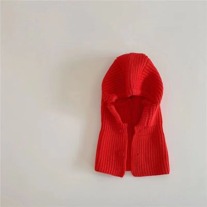 Mũ Len Kèm Khăn Choàng Cổ Màu Trơn Giữ Ấm Tai Thời Trang Hàn Quốc Cho Bé Trai Và Gái