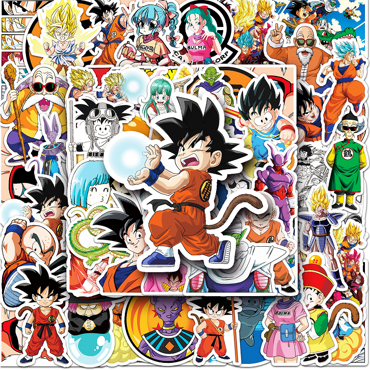 Bộ 100 Miếng Dán Trang Trí Xe Hơi / Nhà Cửa Hình Dragon Ball Vui Nhộn Chống Thấm Nước DIY