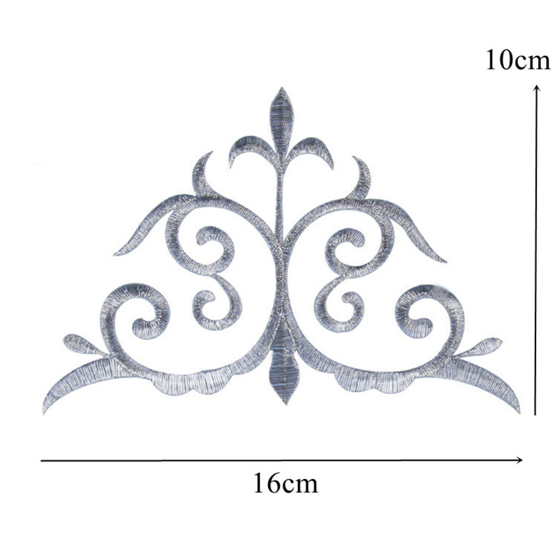 Miếng Dán Ủi Trang Trí Quần Áo Thêu Hình Hoa baroque Màu Vàng / Bạc diy