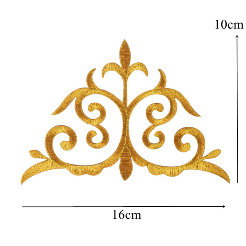 Miếng Dán Ủi Trang Trí Quần Áo Thêu Hình Hoa baroque Màu Vàng / Bạc diy