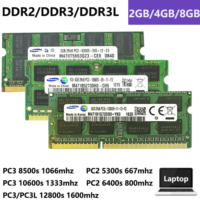 RAM máy tính xách tay DDR2 DDR3 / DDR3L 8GB 4GB 2GB PC2-5300S PC2-6400S PC3-8500S PC3-10600S PC3 / P