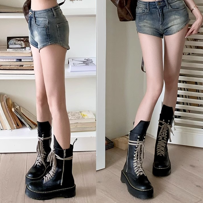 Huaqoo Giày Bốt dép sandal nữ Mũi Vuông Phong Cách Retro Cá Tính Cho Nữ B94F0RD 33Z230818