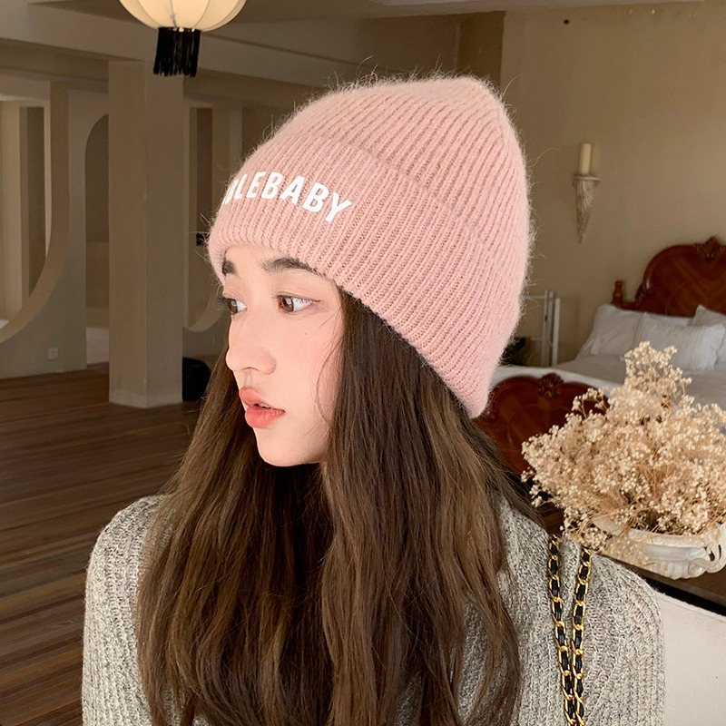 Mũ Len Dệt Kim In Chữ Phong Cách Hàn Quốc Thời Trang Thu Đông Cho Nữ