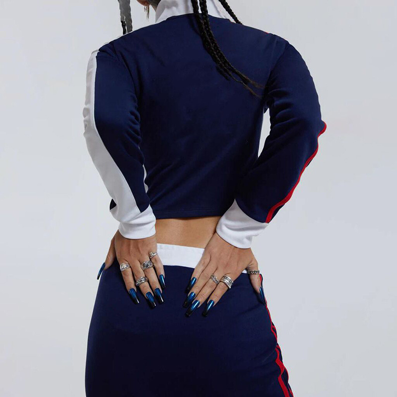 Klalien Set Áo Ôm Dáng + Chân Váy Kẻ Sọc Thẳng Thời Trang Cho Nữ