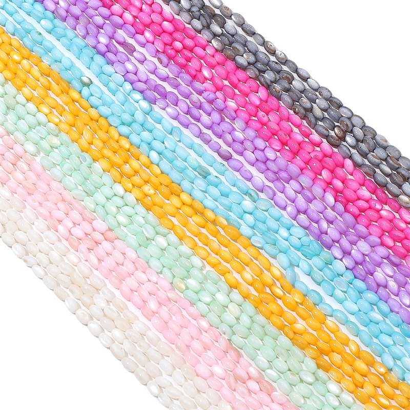 Set 80 Hạt Ngọc Trai Hình oval 3x5mm Làm Trang Sức diy