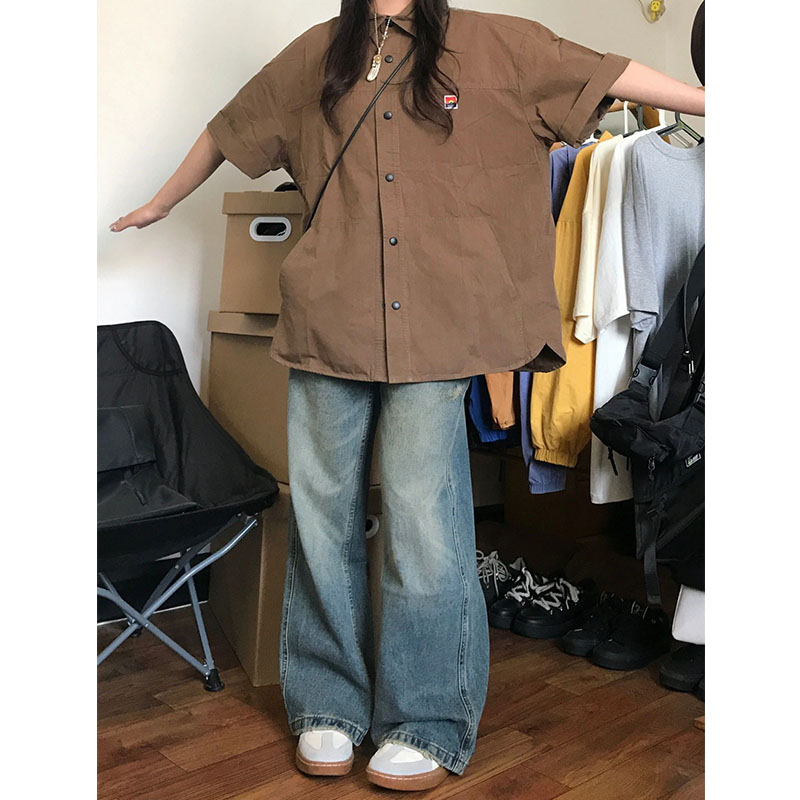 Áo Sơ Mi áo croptop Tay Ngắn Phong Cách Retro Đường Phố Nhật Bản Thời Trang Mùa Hè Mới Dành Cho Nữ áo kiểu