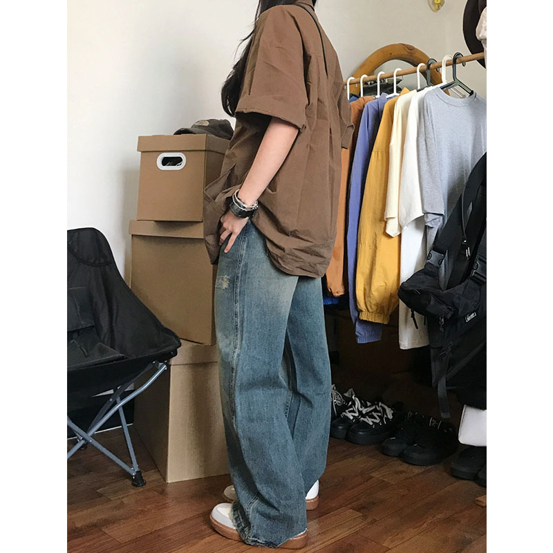 Áo Sơ Mi áo croptop Tay Ngắn Phong Cách Retro Đường Phố Nhật Bản Thời Trang Mùa Hè Mới Dành Cho Nữ áo kiểu