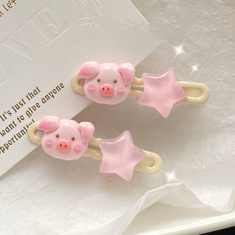 🌺🌺Kẹp Tóc Hình Ngôi Sao / Chú Heo Hồng Dễ Thương Xinh Xắn