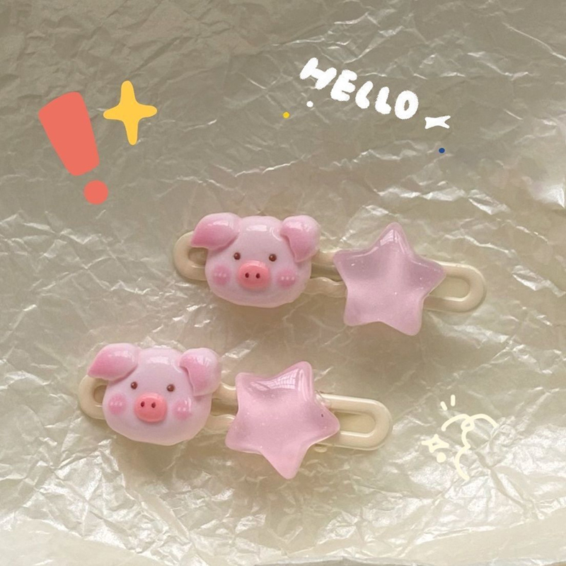 🌺🌺Kẹp Tóc Hình Ngôi Sao / Chú Heo Hồng Dễ Thương Xinh Xắn