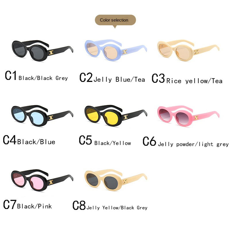 Kính Mát Gọng oval Chống Tia uv Tím Phong Cách retro Thời Trang Cho Nam Nữ