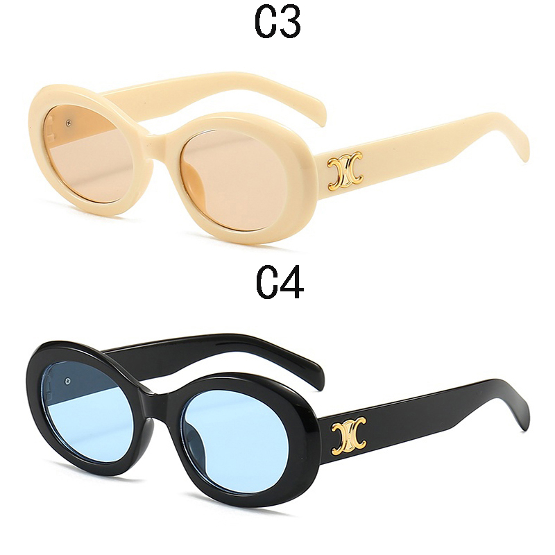 Kính Mát Gọng oval Chống Tia uv Tím Phong Cách retro Thời Trang Cho Nam Nữ