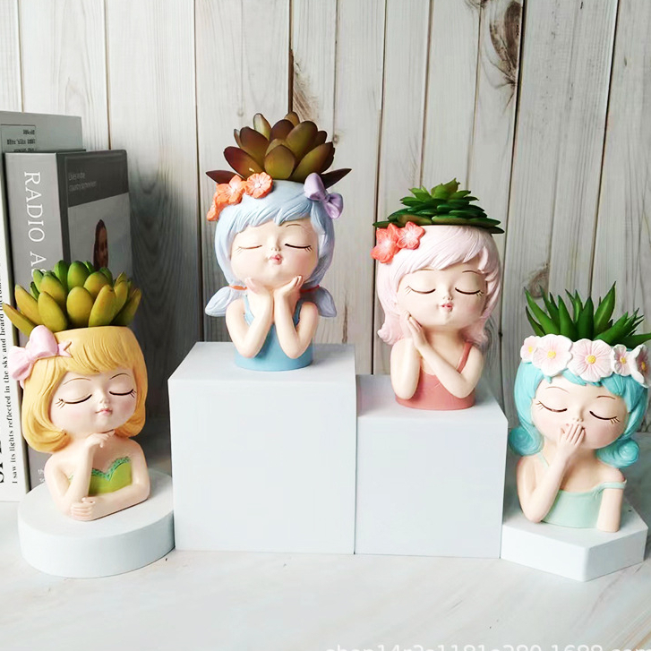 Chậu hoa KESOTO tạo hình bé gái dễ thương để bàn trang trí sáng tạo cho quán bar/ nhà hàng
