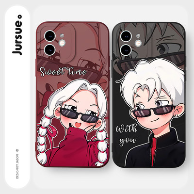 Ốp lưng JURSUE mềm hoạt hình cặp đôi dễ thương đẹp cho iPhone 17 16 15 14 13 12 11 PRO MAX SE 2020 X XR XS ip 8 7 Plus Y4036