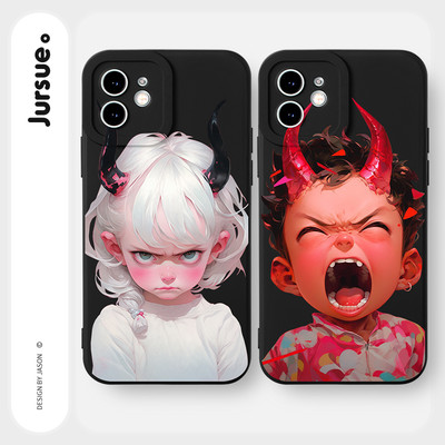 Ốp lưng JURSUE mềm chống bẩn hình cặp đôi đơn giản cho iPhone 17 16 15 14 13 12 11 PRO MAX SE 2020 X XR XS ip 8 7 Plus Y4033