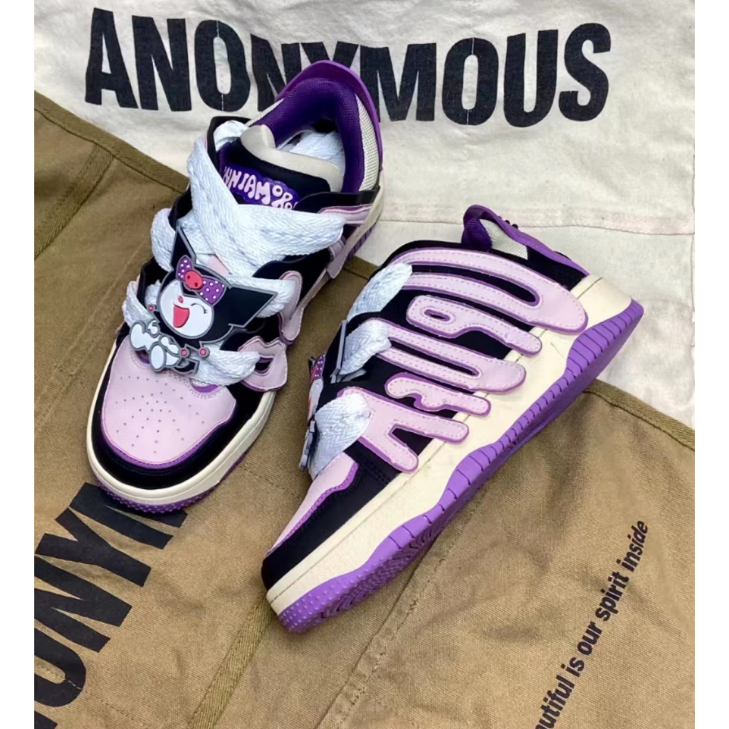 🔥Gửi chất tẩy rửa🔥Giày Sneaker Vải Smile Đáng Yêu Đế Bằng Phối Dây Bản To Giày Thể Thao Kiểu Nữ Mới 2023