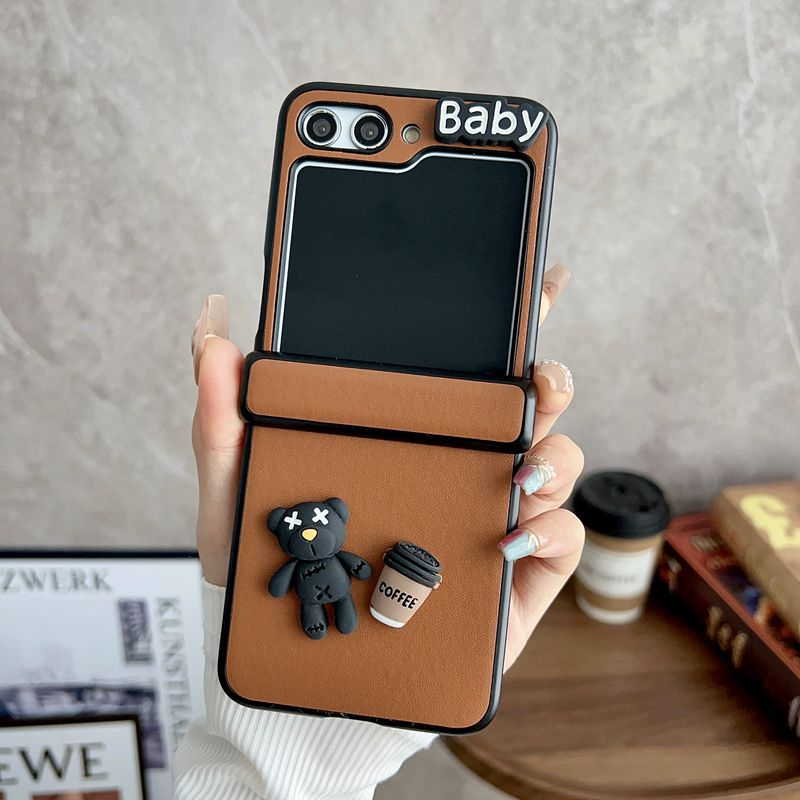 Bao Da Điện Thoại Nắp Gập Hình Gấu 3d Phong Cách Hàn Quốc Cho samsung galaxy z flip 3 4 5g flip5 zflip5 zflip4 Ốp