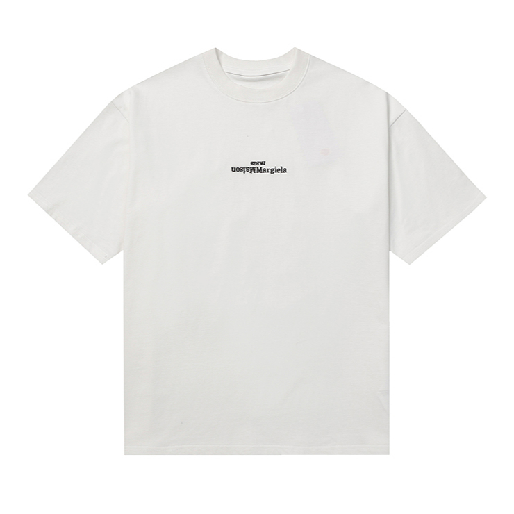 Áo Thun cotton Nguyên Chất Hai Lớp Thêu Chữ mm6 380g Phong Cách Đường Phố Mới