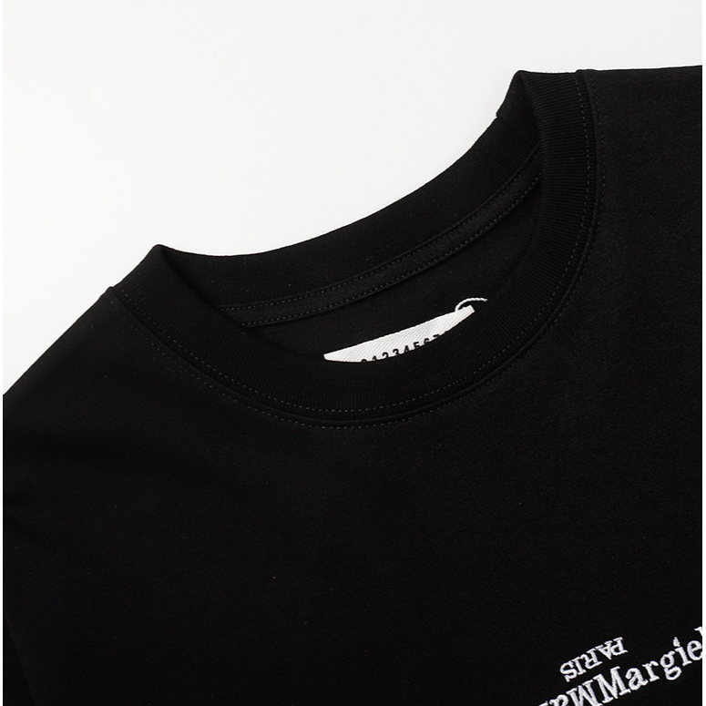 Áo Thun cotton Nguyên Chất Hai Lớp Thêu Chữ mm6 380g Phong Cách Đường Phố Mới