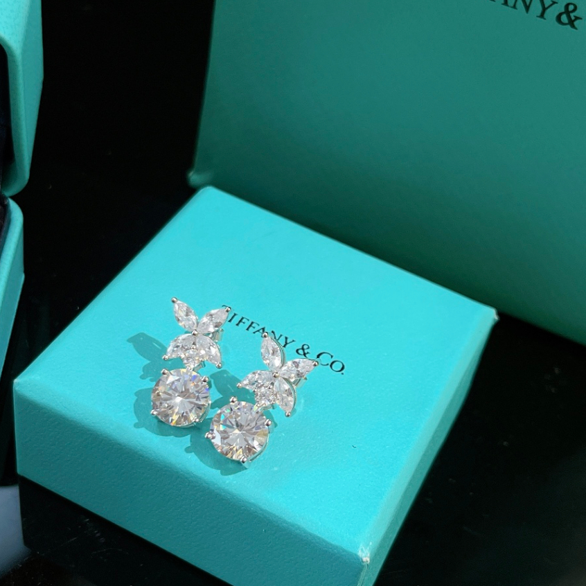 Tfys Khuyên Tai Bạc Đính Kim Cương Pha Lê Không Gây Dị Ứng Cho Nữ