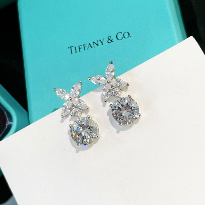 Tfys Khuyên Tai Bạc Đính Kim Cương Pha Lê Không Gây Dị Ứng Cho Nữ