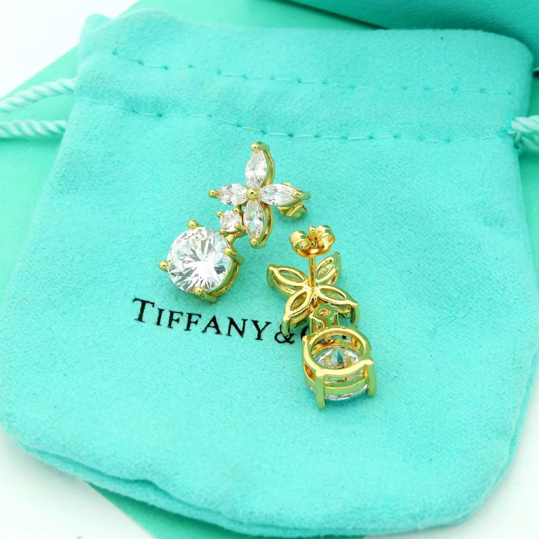 Tfys Khuyên Tai Bạc Đính Kim Cương Pha Lê Không Gây Dị Ứng Cho Nữ