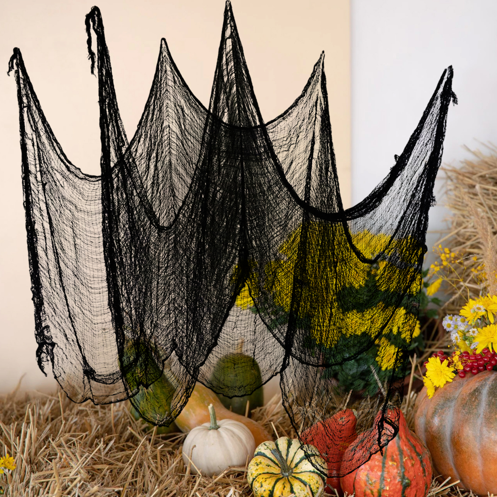 Màu đen halloween creepy vải ma quái halloween đạo cụ trang trí xác chết halloween halloween gạc tự làm thủ công ma quái vải cho trang phục mũ