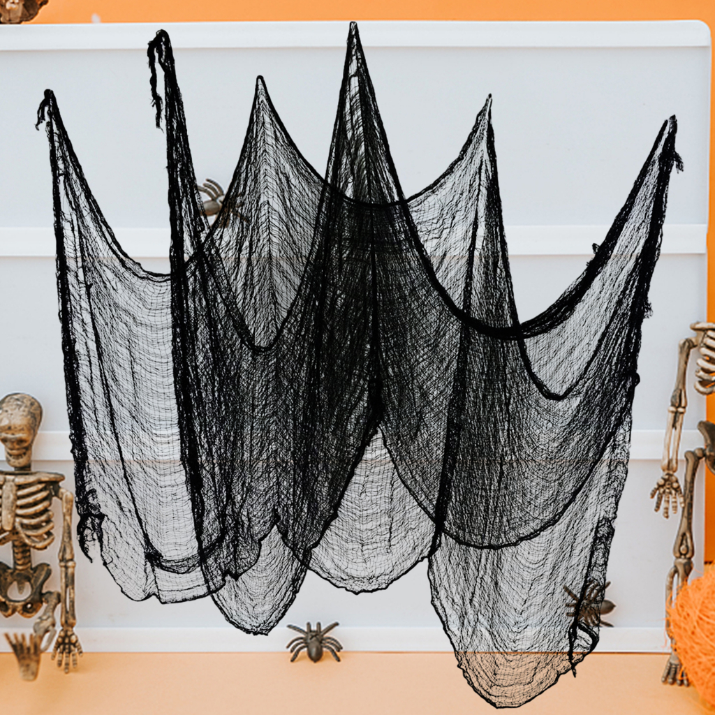 Màu đen halloween creepy vải ma quái halloween đạo cụ trang trí xác chết halloween halloween gạc tự làm thủ công ma quái vải cho trang phục mũ