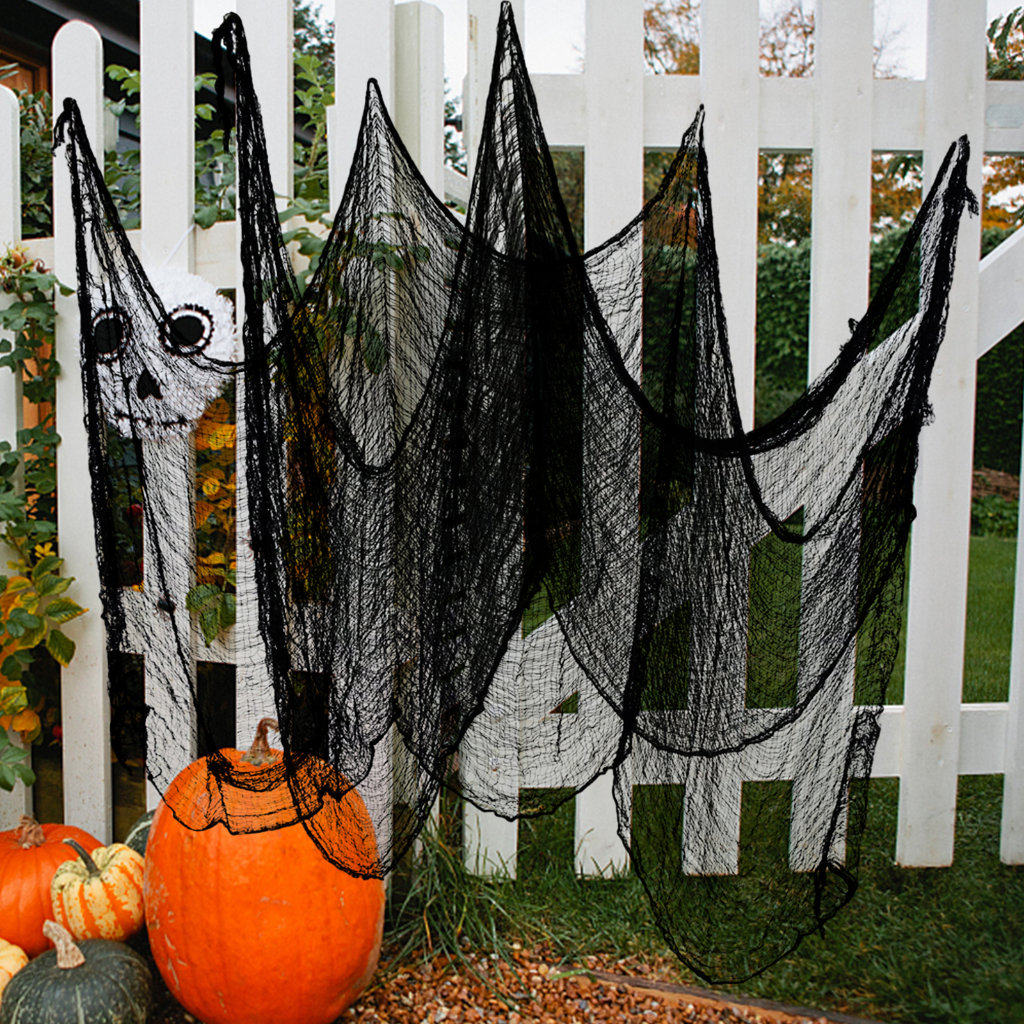 Màu đen halloween creepy vải ma quái halloween đạo cụ trang trí xác chết halloween halloween gạc tự làm thủ công ma quái vải cho trang phục mũ