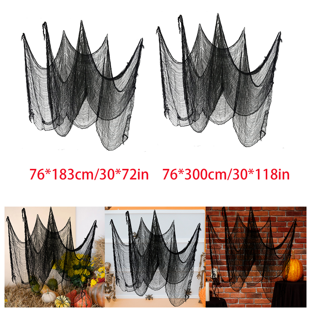 Màu đen halloween creepy vải ma quái halloween đạo cụ trang trí xác chết halloween halloween gạc tự làm thủ công ma quái vải cho trang phục mũ