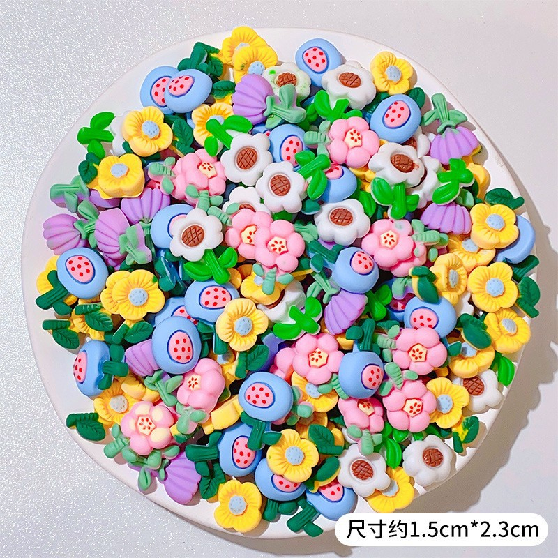 Set 10 / 10 Keo Dán Trang Sức / Kẹp Tóc diy Hình Bông Hoa Bằng Nhựa resin