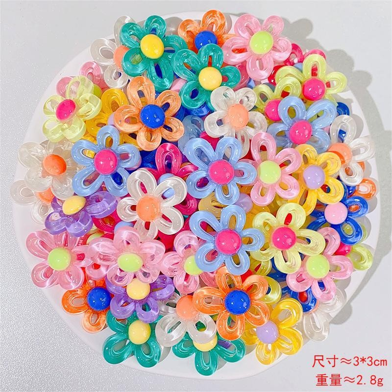 Set 10 / 10 Keo Dán Trang Sức / Kẹp Tóc diy Hình Bông Hoa Bằng Nhựa resin