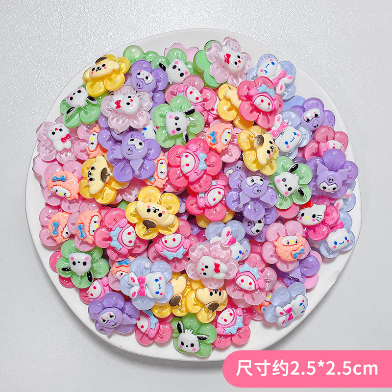 Set 10 / 10 Keo Dán Trang Sức / Kẹp Tóc diy Hình Bông Hoa Bằng Nhựa resin