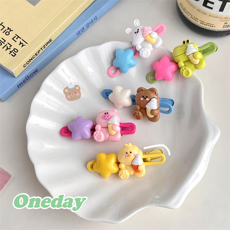 🌺🌺Dễ Thương Kẹp Tóc Màu Kem Họa Tiết Động Vật Hoạt Hình Đáng Yêu Dành Cho Bé Gái