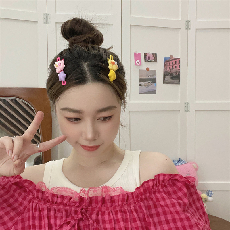 🌺🌺Dễ Thương Kẹp Tóc Màu Kem Họa Tiết Động Vật Hoạt Hình Đáng Yêu Dành Cho Bé Gái