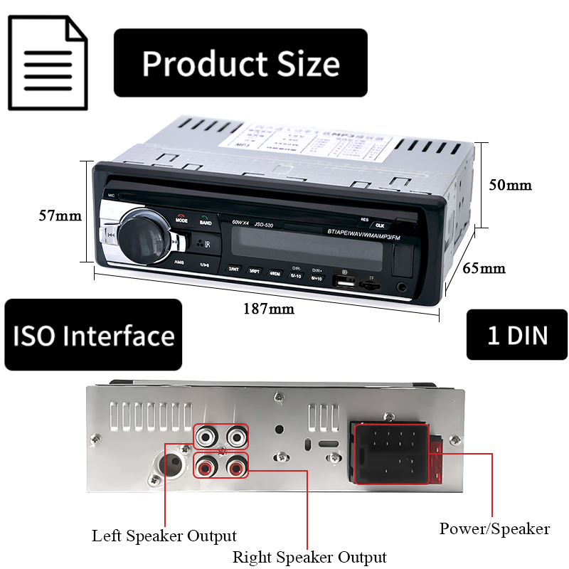 Máy Nghe Nhạc mp3 bluetooth 60wx4 fm Âm Thanh stereo usb / sd Có Khe Cắm aux input Cho Xe Hơi