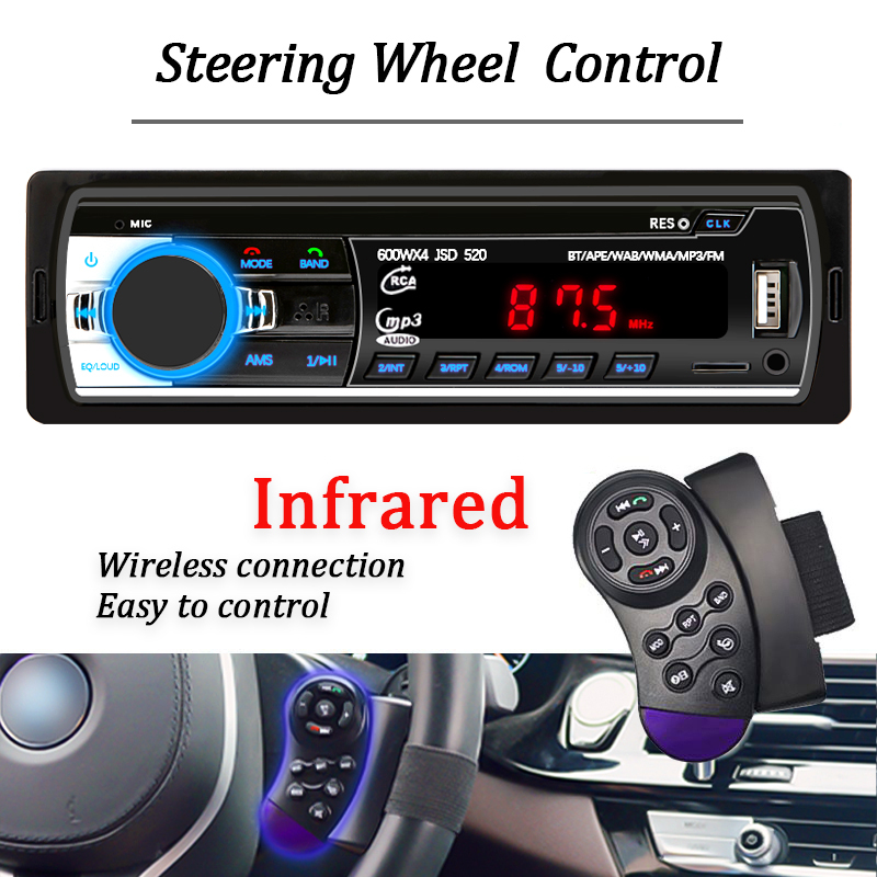 Máy Nghe Nhạc mp3 bluetooth 60wx4 fm Âm Thanh stereo usb / sd Có Khe Cắm aux input Cho Xe Hơi