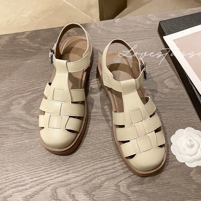 Huaqoo Dép bánh mì guốc dép sandal nữ Màu Sắc Đơn Giản Thoải Mái Cao Gót Chống Trơn Trượt dép đế xuồng B28G18G
