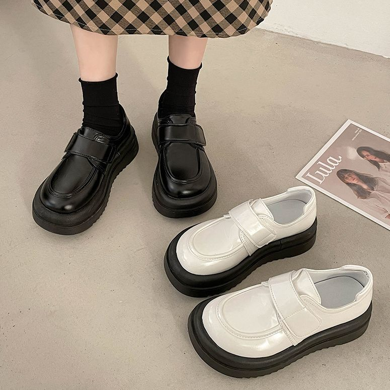 Giày Cao Gót Da Đế Dày Phong Cách Retro Nhật Bản