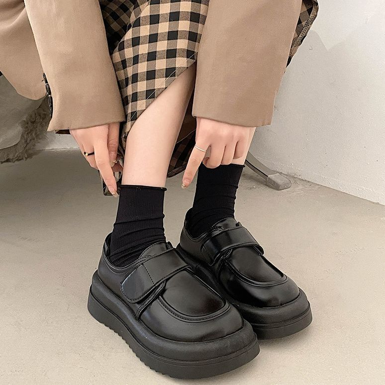 Giày Cao Gót Da Đế Dày Phong Cách Retro Nhật Bản