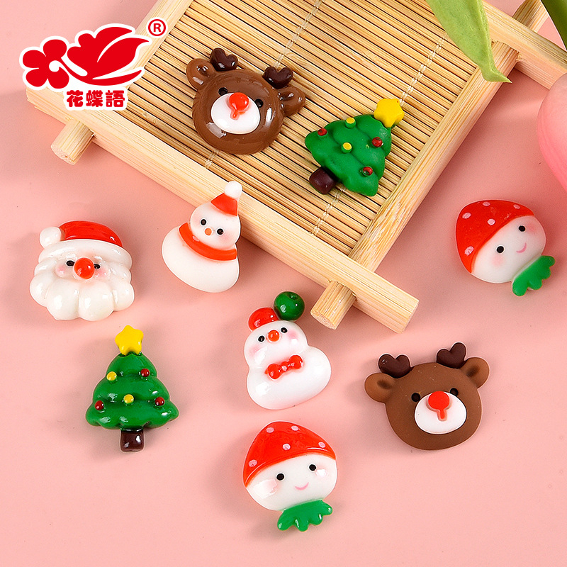 Bộ 10 Viên Đá resin Nhân Vật Hoạt Hình Giáng Sinh 3d / Phẳng Trang Trí Thủ Công