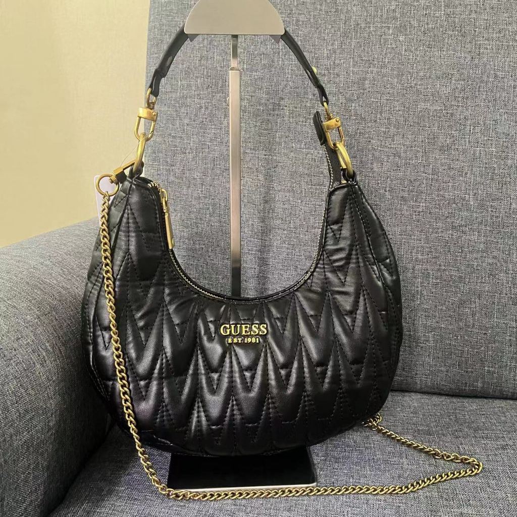 Gues' S Túi Xách Đeo Vai Một Dây Chuỗi Hạt Mặt Trăng Nhăn Thời Trang Mới